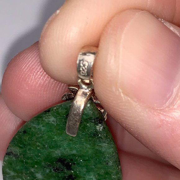 Ruby Zoisite Teardrop Pendant with Leaf Bail - Picture 7 of 14